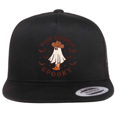 Retro Western Halloween Cute Ghost Funny Boot Scootin Spooky Gift Flatbill Hat