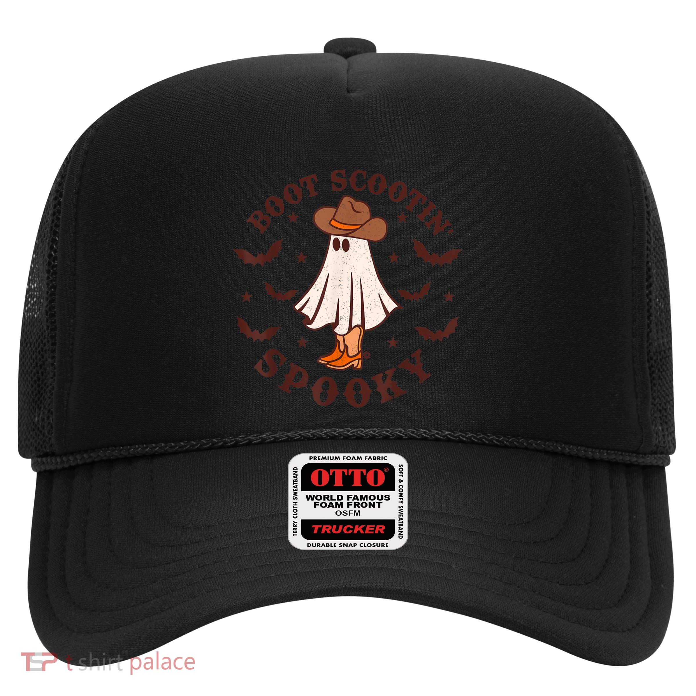 Retro Western Halloween Cute Ghost Funny Boot Scootin Spooky Gift Trucker Hat
