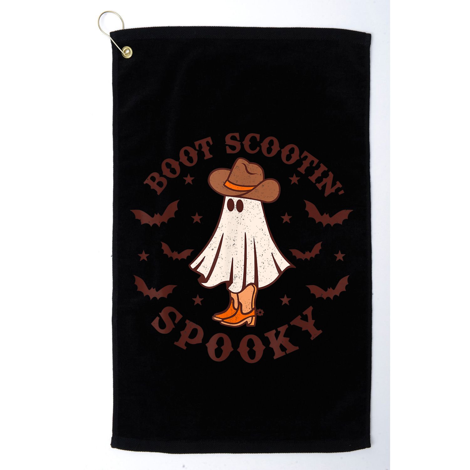 Retro Western Halloween Cute Ghost Funny Boot Scootin Spooky Gift Golf Towel