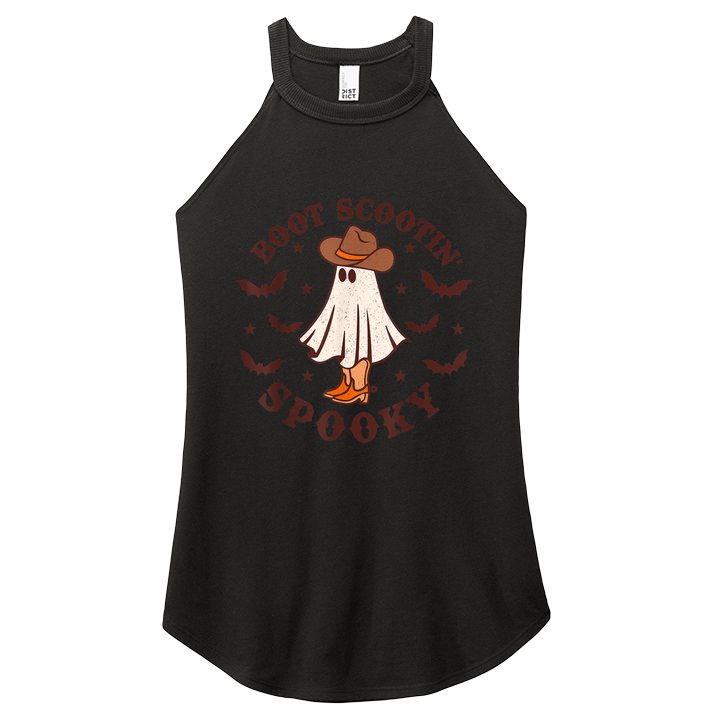 Retro Western Halloween Cute Ghost Funny Boot Scootin Spooky Gift Women's Perfect Tri Rocker Tank