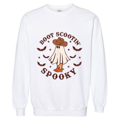 Retro Western Halloween Cute Ghost Funny Boot Scootin Spooky Gift Garment-Dyed Sweatshirt