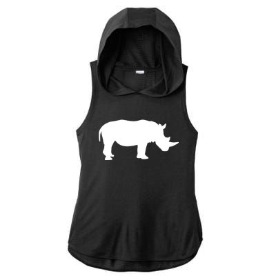 Rhino With Horn Gift Ladies PosiCharge Tri-Blend Wicking Draft Hoodie Tank