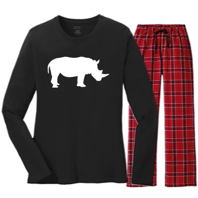 Rhino With Horn Gift Women's Long Sleeve Flannel Pajama Set 