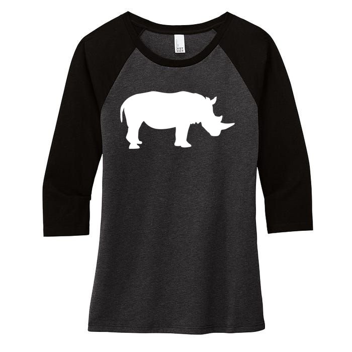 Rhino With Horn Gift Women's Tri-Blend 3/4-Sleeve Raglan Shirt