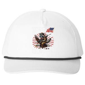 Retro Wtf Is A Kilometer Raccoon Eagle Snapback Five-Panel Rope Hat