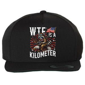 Retro Wtf Is A Kilometer Raccoon Eagle Wool Snapback Cap