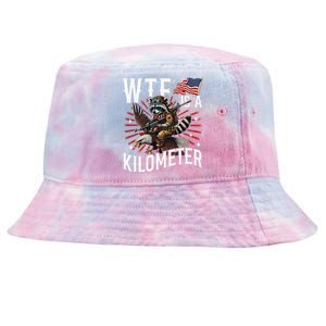 Retro Wtf Is A Kilometer Raccoon Eagle Tie-Dyed Bucket Hat