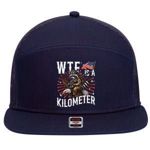 Retro Wtf Is A Kilometer Raccoon Eagle 7 Panel Mesh Trucker Snapback Hat