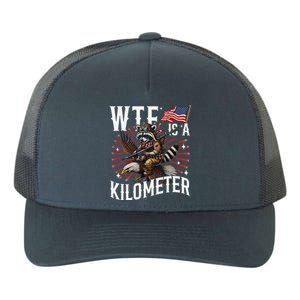 Retro Wtf Is A Kilometer Raccoon Eagle Yupoong Adult 5-Panel Trucker Hat