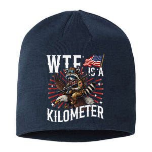 Retro Wtf Is A Kilometer Raccoon Eagle Sustainable Beanie