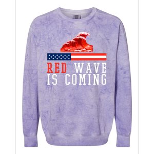 Red Wave Is Coming American Flag Conservative Colorblast Crewneck Sweatshirt