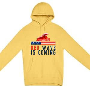 Red Wave Is Coming American Flag Conservative Premium Pullover Hoodie