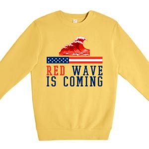 Red Wave Is Coming American Flag Conservative Premium Crewneck Sweatshirt