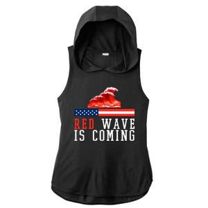 Red Wave Is Coming American Flag Conservative Ladies PosiCharge Tri-Blend Wicking Draft Hoodie Tank