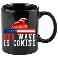 Red Wave Is Coming American Flag Conservative 11oz C Handle Ceramic Mug