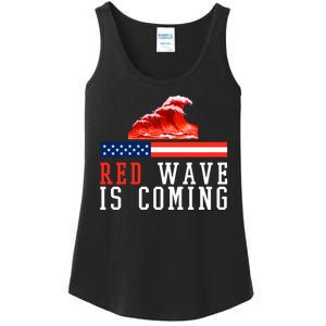 Red Wave Is Coming American Flag Conservative Ladies Essential Tank