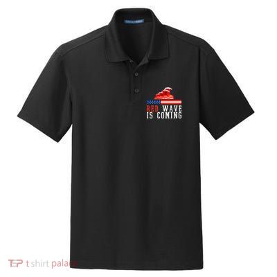 Red Wave Is Coming American Flag Conservative Dry Zone Grid Polo