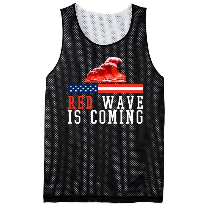 Red Wave Is Coming American Flag Conservative Mesh Reversible Basketball Jersey Tank