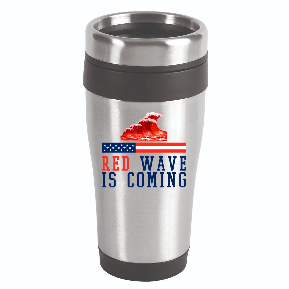 Red Wave Is Coming American Flag Conservative 16oz Travel Tumbler