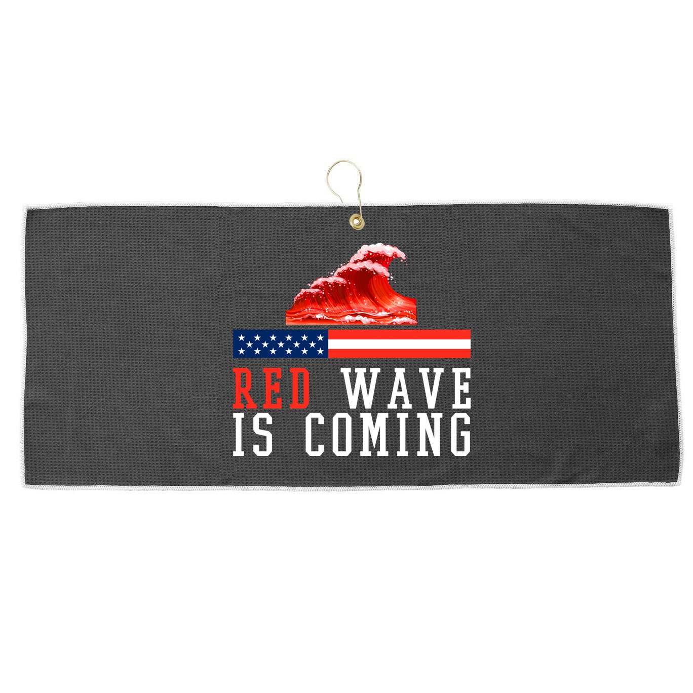 Red Wave Is Coming American Flag Conservative Large Microfiber Waffle Golf Towel