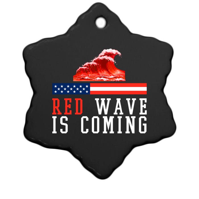 Red Wave Is Coming American Flag Conservative Ceramic Star Ornament