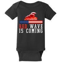 Red Wave Is Coming American Flag Conservative Baby Bodysuit
