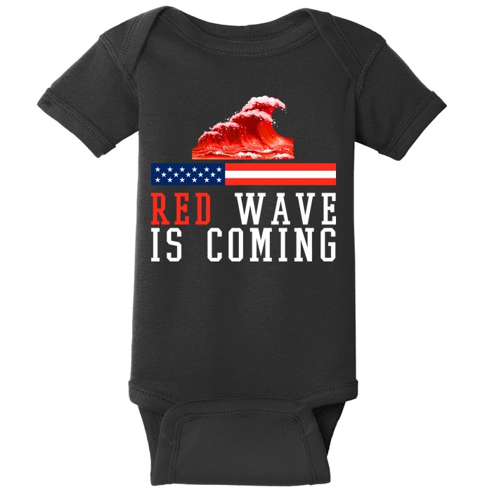 Red Wave Is Coming American Flag Conservative Baby Bodysuit