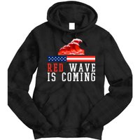 Red Wave Is Coming American Flag Conservative Tie Dye Hoodie
