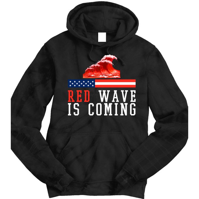 Red Wave Is Coming American Flag Conservative Tie Dye Hoodie
