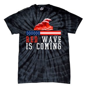 Red Wave Is Coming American Flag Conservative Tie-Dye T-Shirt