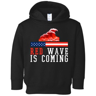 Red Wave Is Coming American Flag Conservative Toddler Hoodie