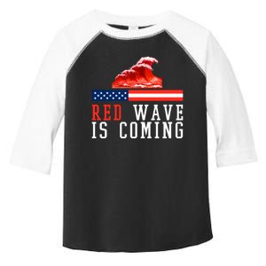 Red Wave Is Coming American Flag Conservative Toddler Fine Jersey T-Shirt