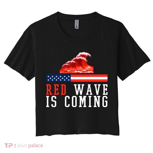 Red Wave Is Coming American Flag Conservative Crop Top