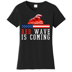 Red Wave Is Coming American Flag Conservative Women's T-Shirt