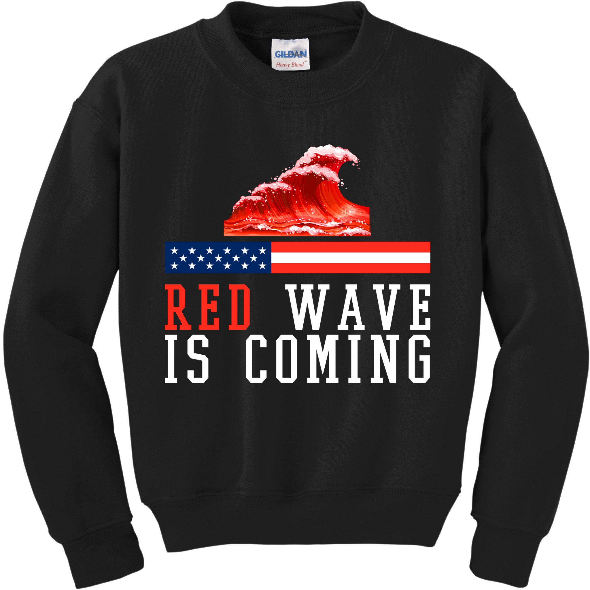 Red Wave Is Coming American Flag Conservative Kids Sweatshirt