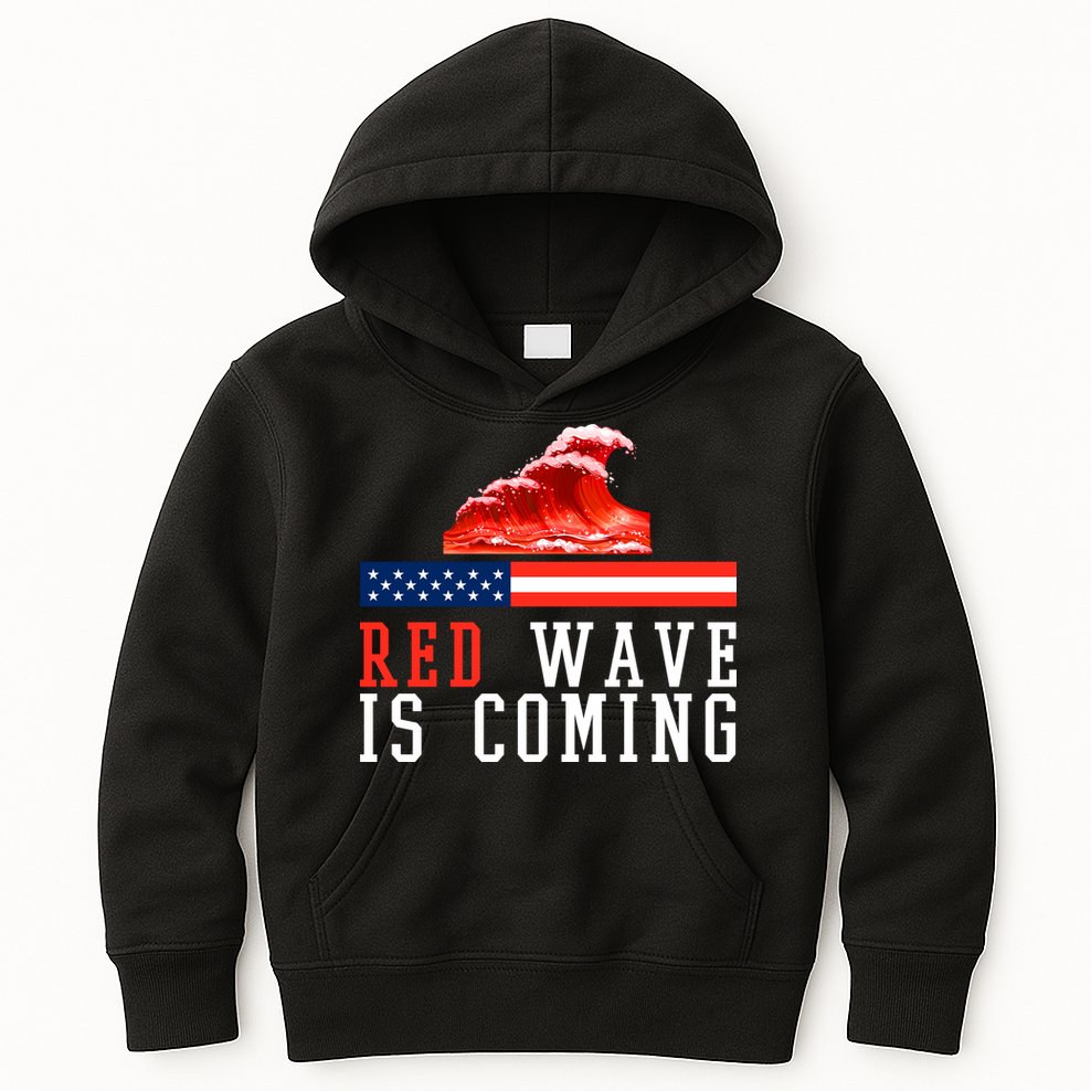 Red Wave Is Coming American Flag Conservative Kids Hoodie