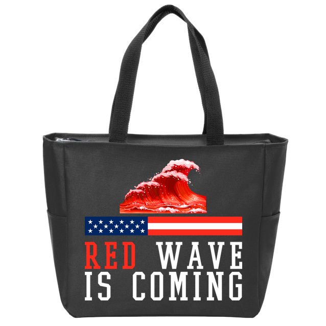 Red Wave Is Coming American Flag Conservative Zip Tote Bag