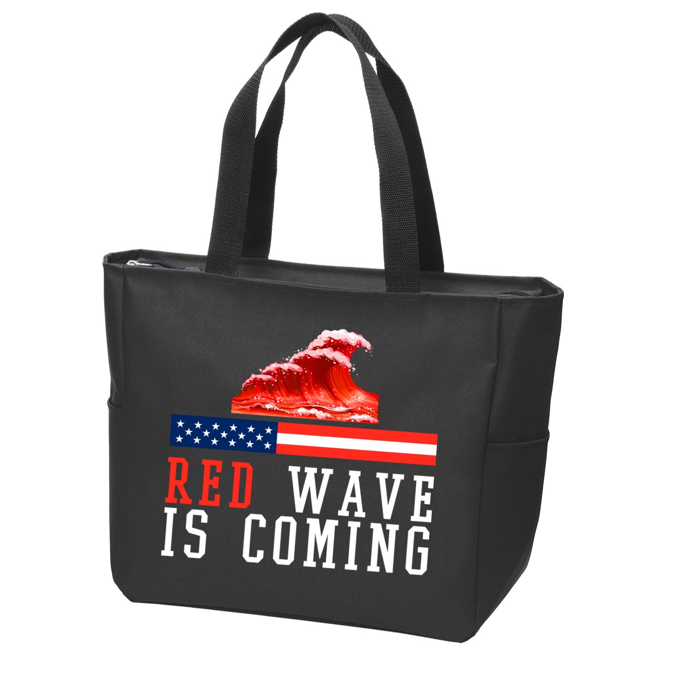 Red Wave Is Coming American Flag Conservative Zip Tote Bag