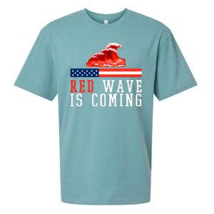 Red Wave Is Coming American Flag Conservative Sueded Cloud Jersey T-Shirt