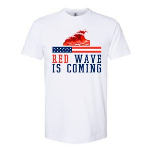 Red Wave Is Coming American Flag Conservative Softstyle CVC T-Shirt