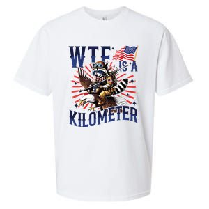 Retro Wtf Is A Kilometer Raccoon Eagle American 4th Of July Sueded Cloud Jersey T-Shirt