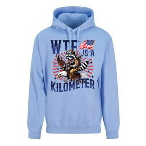 Retro Wtf Is A Kilometer Raccoon Eagle American 4th Of July Unisex Surf Hoodie