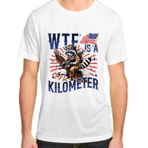 Retro Wtf Is A Kilometer Raccoon Eagle American 4th Of July Adult ChromaSoft Performance T-Shirt