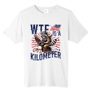 Retro Wtf Is A Kilometer Raccoon Eagle American 4th Of July Tall Fusion ChromaSoft Performance T-Shirt