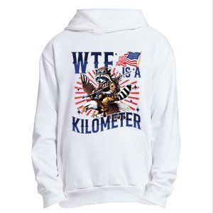 Retro Wtf Is A Kilometer Raccoon Eagle American 4th Of July Urban Pullover Hoodie