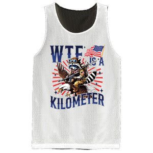 Retro Wtf Is A Kilometer Raccoon Eagle American 4th Of July Mesh Reversible Basketball Jersey Tank