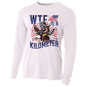 Retro Wtf Is A Kilometer Raccoon Eagle American 4th Of July Cooling Performance Long Sleeve Crew