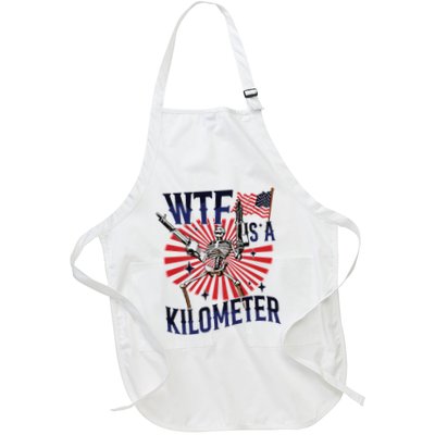 Retro Wtf Is A Kilometer Funny Full-Length Apron With Pockets