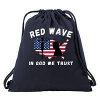 Red Wave, In God We Trust, Trump 2024, Pro Trump 45 47, He'll Be Back Drawstring Bag