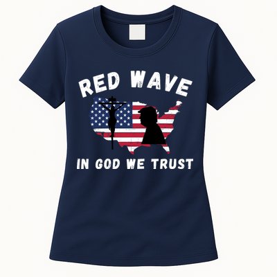 Red Wave, In God We Trust, Trump 2024, Pro Trump 45 47, He'll Be Back Womens T-Shirt